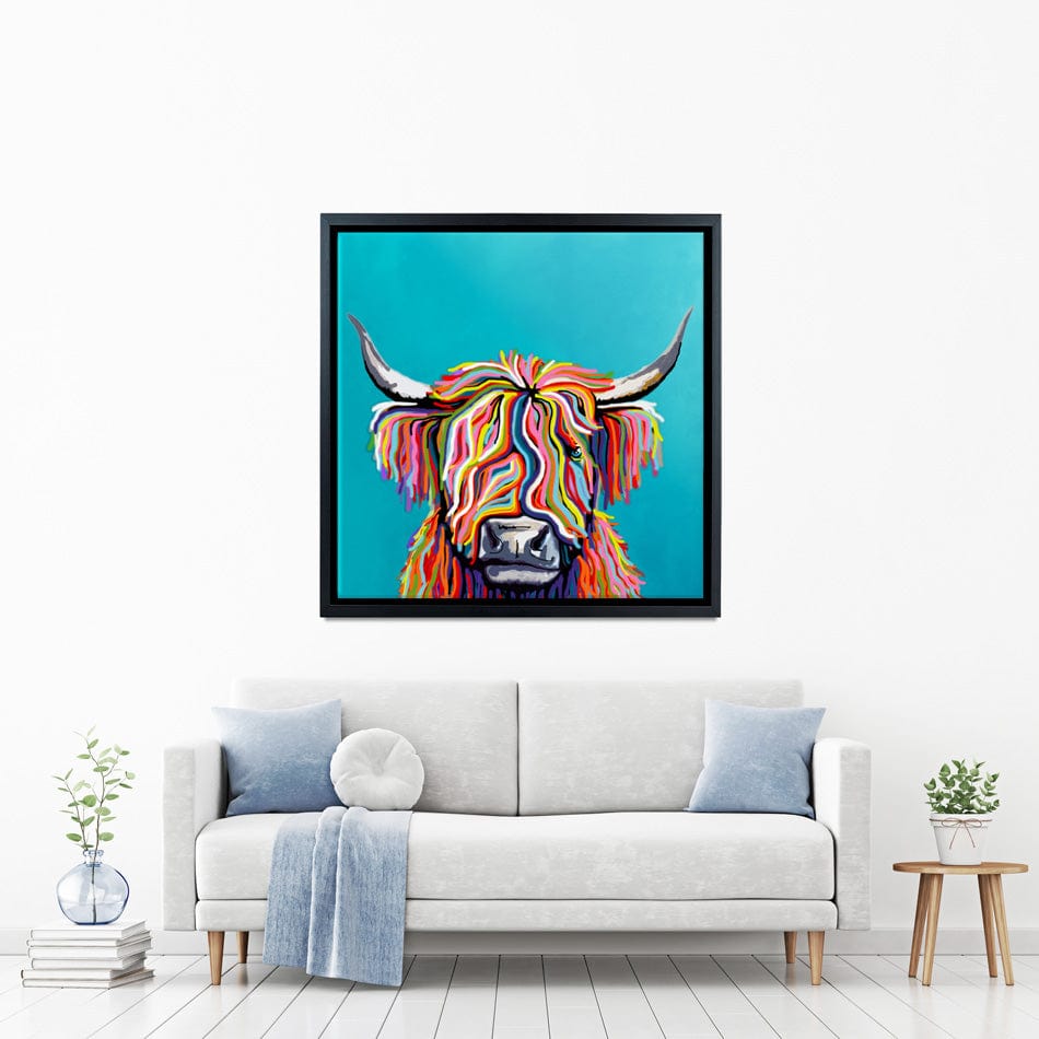 Colourful Scottish Cow Canvas Print wall art product Independent