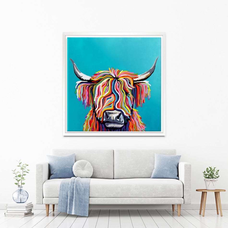 Colourful Scottish Cow Canvas Print wall art product Independent