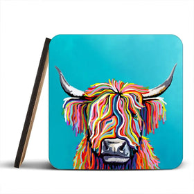 Colourful Scottish Cow Coaster Set Colourful Scottish Cow Coaster Set wall art product Independent