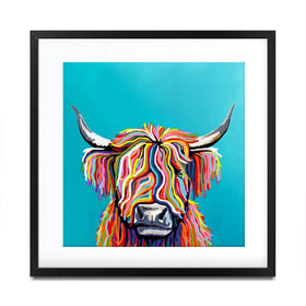 Colourful Scottish Cow Square Framed Art Print Colourful Scottish Cow Square Framed Art Print wall art product Independent