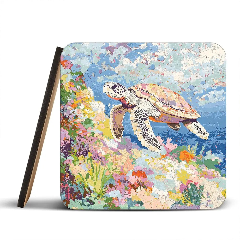 Colourful Sea Turtle Coaster Set Colourful Sea Turtle Coaster Set wall art product Creative Studio - Independent