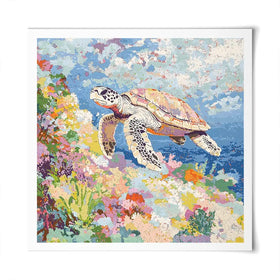 Colourful Sea Turtle Square Art Print Colourful Sea Turtle Square Art Print wall art product Creative Studio - Independent