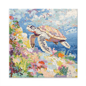 Colourful Sea Turtle Square Canvas Print Colourful Sea Turtle Square Canvas Print wall art product Creative Studio - Independent