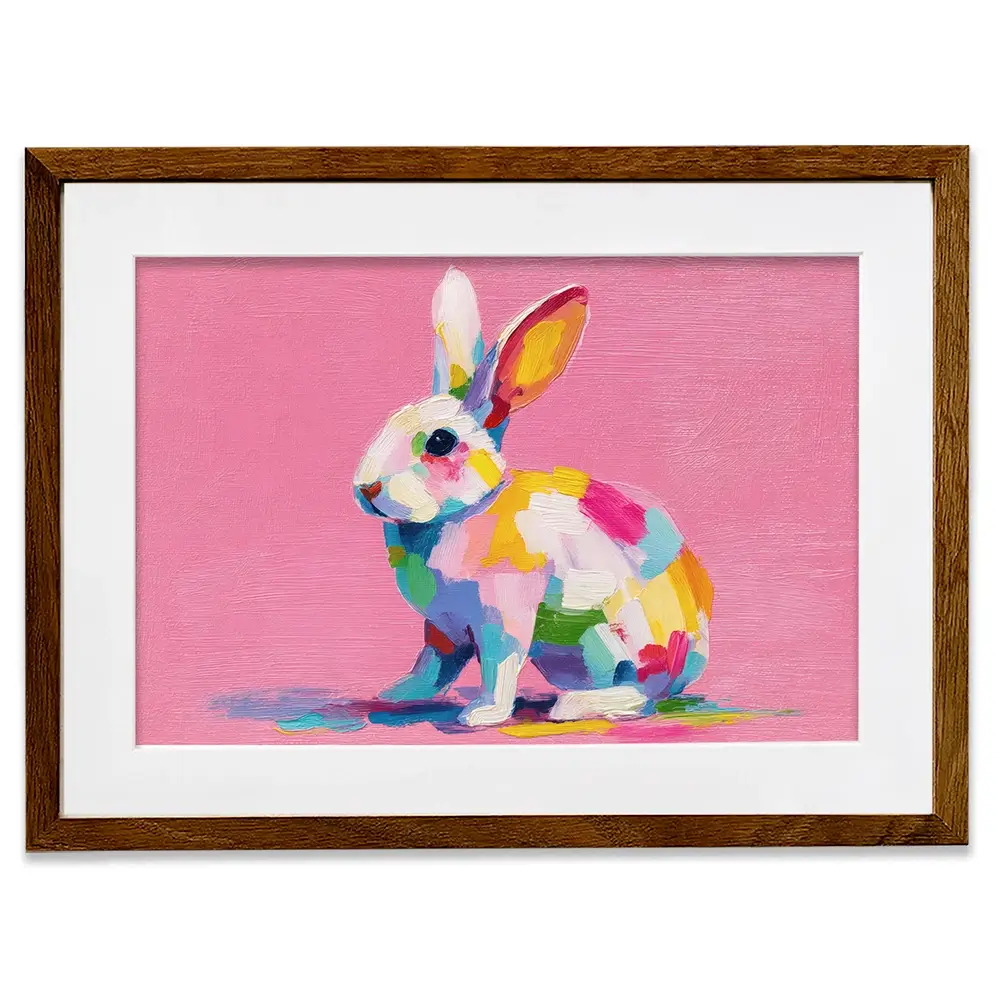 Colourful Spots Bunny Framed Art Print Colourful Spots Bunny Framed Art Print wall art product Petals Prints Design - Independent