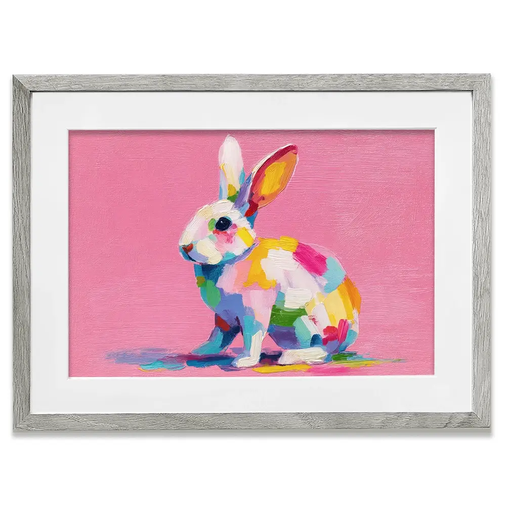 Colourful Spots Bunny Framed Art Print Colourful Spots Bunny Framed Art Print wall art product Petals Prints Design - Independent