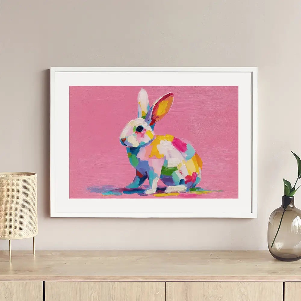 Colourful Spots Bunny Framed Art Print Colourful Spots Bunny Framed Art Print wall art product Petals Prints Design - Independent