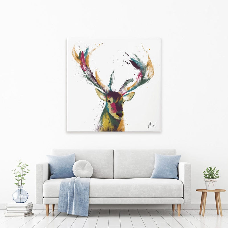 Colourful Stag Canvas Print wall art product Aimee Linzi