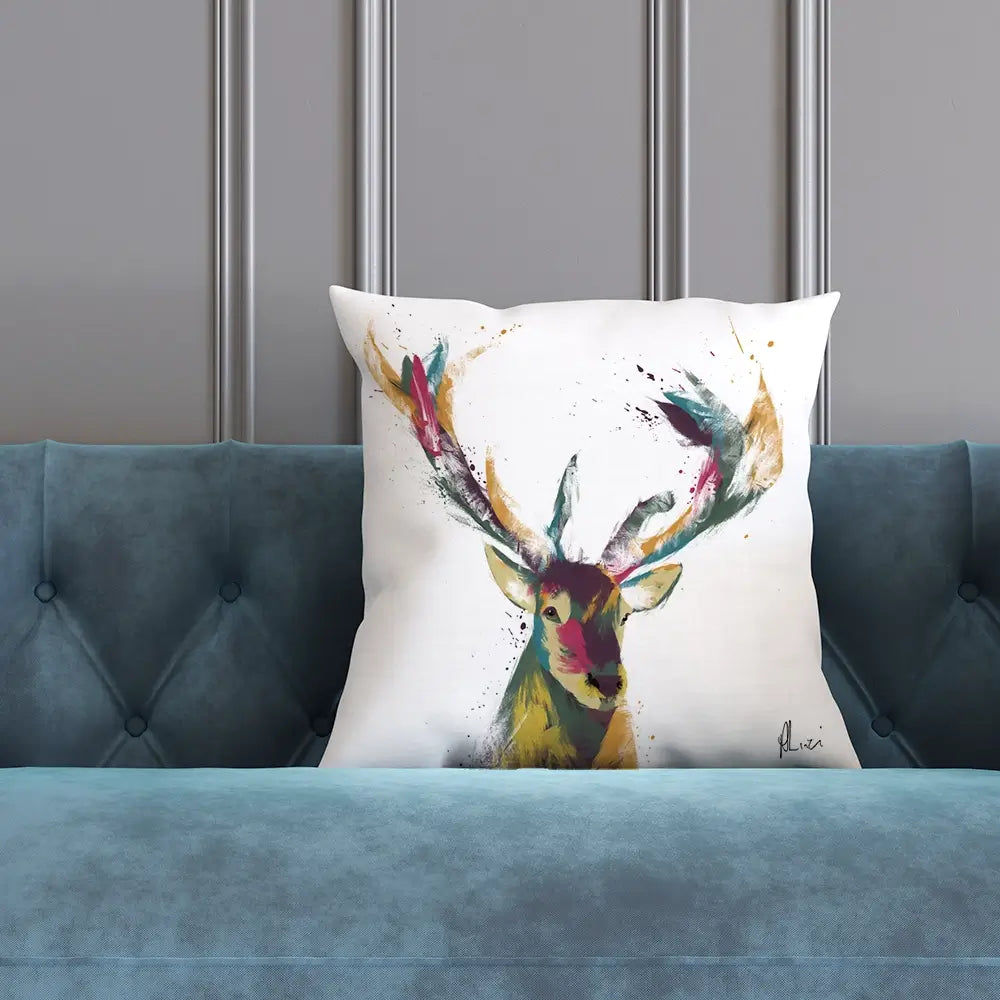 Colourful Stag Cushion Colourful Stag Cushion wall art product Aimee Linzi