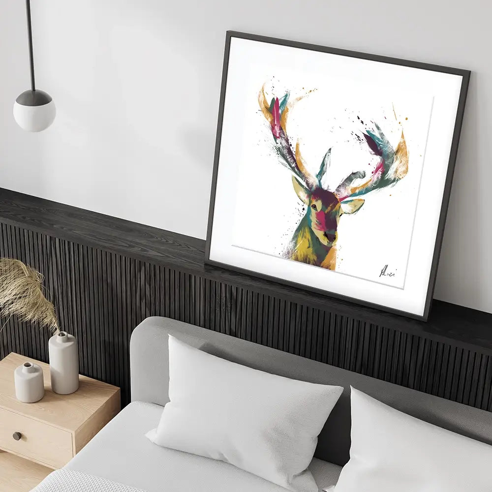 Colourful Stag Framed Art Print Colourful Stag Framed Art Print wall art product Aimee Linzi