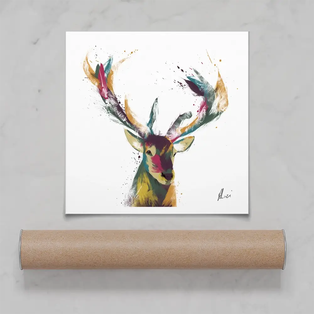 Colourful Stag Square Art Print Colourful Stag Square Art Print wall art product Aimee Linzi