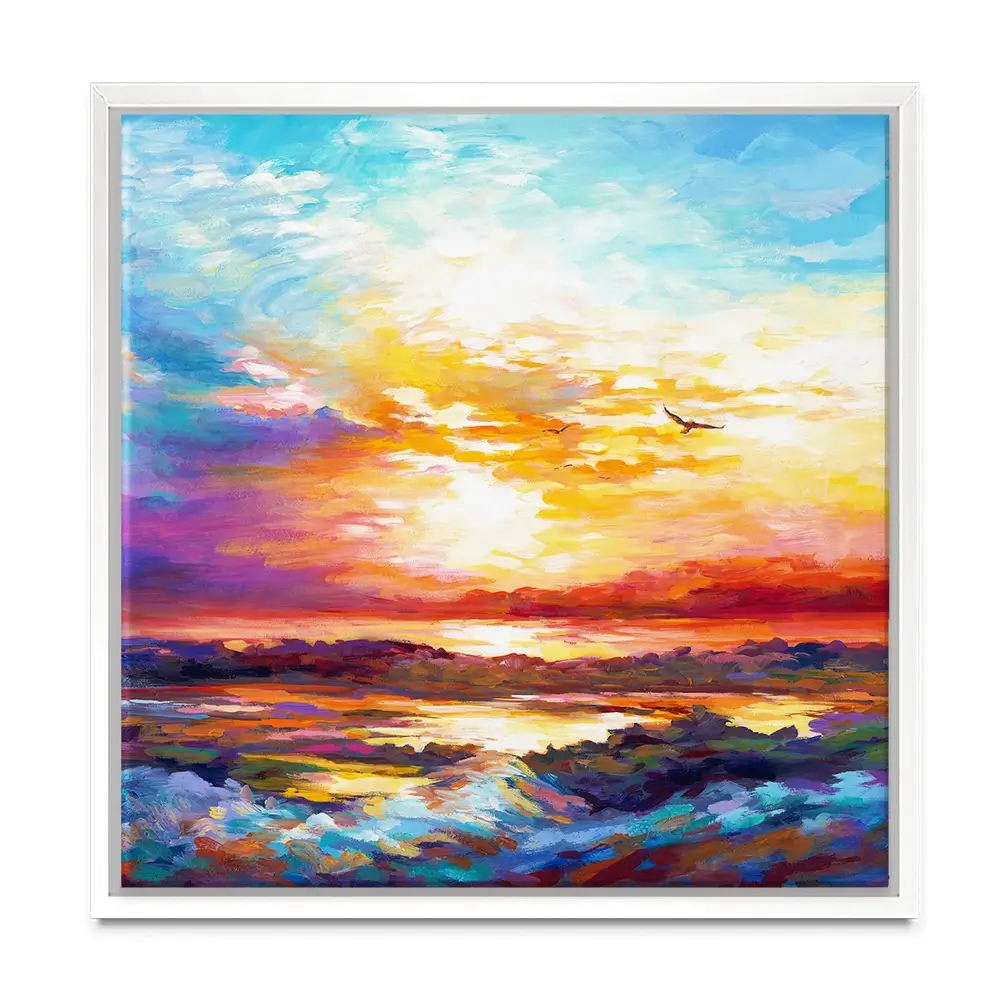 Colourful Sunset Square Canvas Print Colourful Sunset Square Canvas Print wall art product Leon Devenice