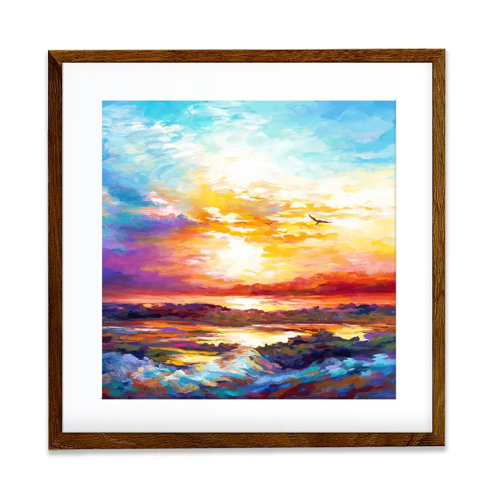 Colourful Sunset Square Framed Art Print Colourful Sunset Square Framed Art Print wall art product Leon Devenice