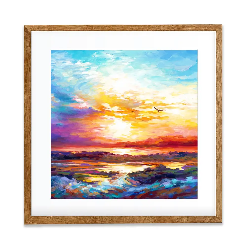 Colourful Sunset Square Framed Art Print Colourful Sunset Square Framed Art Print wall art product Leon Devenice