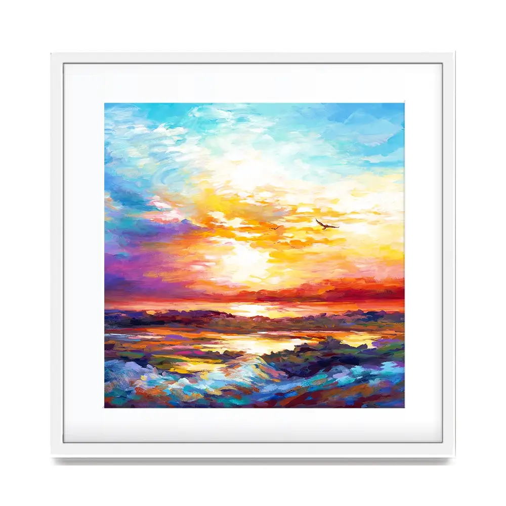 Colourful Sunset Square Framed Art Print Colourful Sunset Square Framed Art Print wall art product Leon Devenice