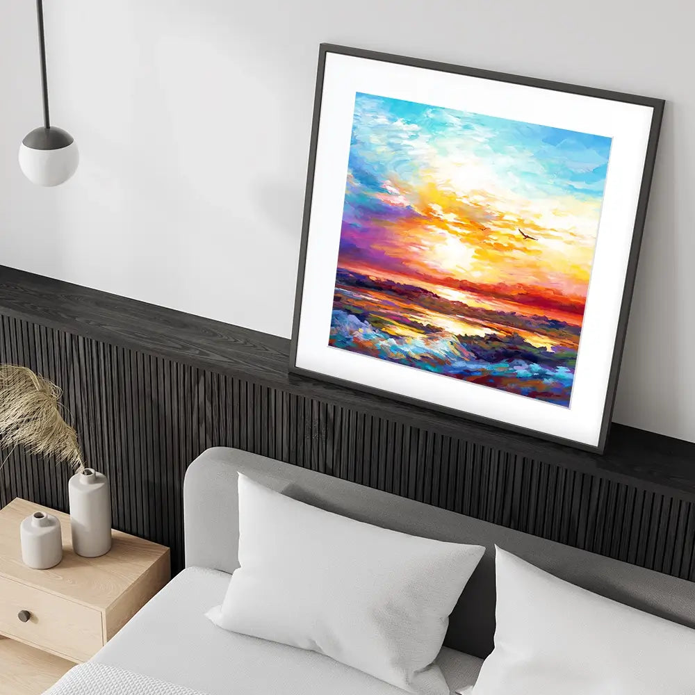 Colourful Sunset Square Framed Art Print Colourful Sunset Square Framed Art Print wall art product Leon Devenice