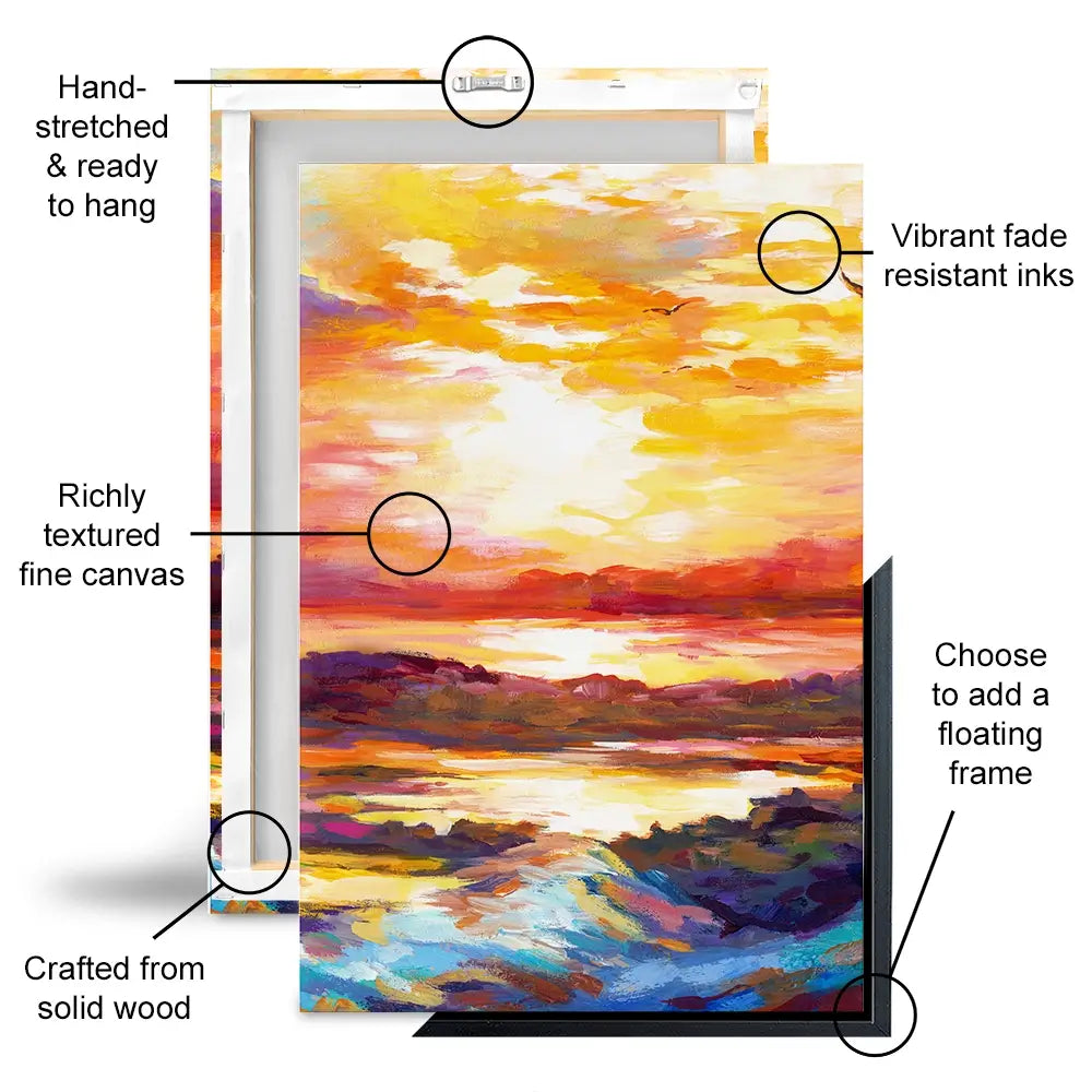 Colourful Sunset Trio Canvas Print Colourful Sunset Trio Canvas Print wall art product Leon Devenice