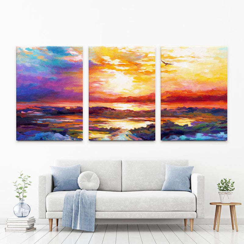 Colourful Sunset Trio Canvas Print wall art product Leon Devenice