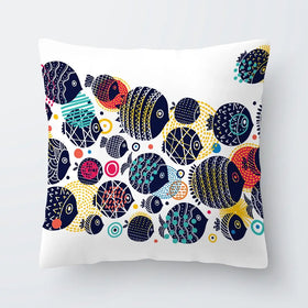Colourful Swimming Fish Cushion Colourful Swimming Fish Cushion wall art product Art Print Shop