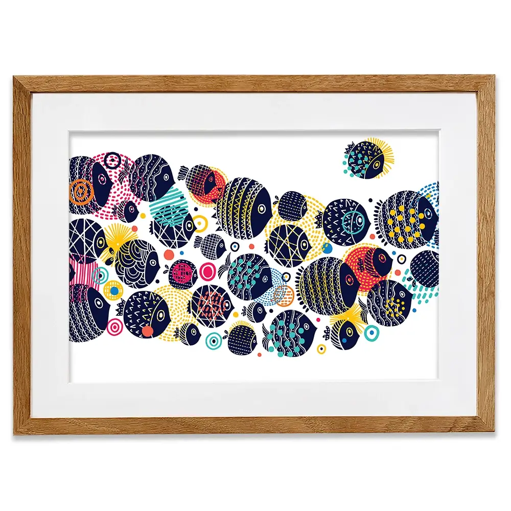 Colourful Swimming Fish Framed Art Print Colourful Swimming Fish Framed Art Print wall art product Vyazovskaya Julia / Shutterstock