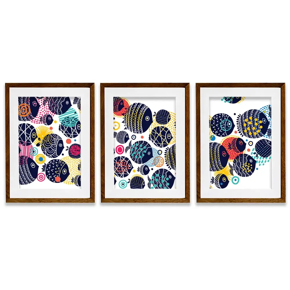 Colourful Swimming Fish Framed Art Print Trio Colourful Swimming Fish Framed Art Print Trio wall art product Vyazovskaya Julia / Shutterstock