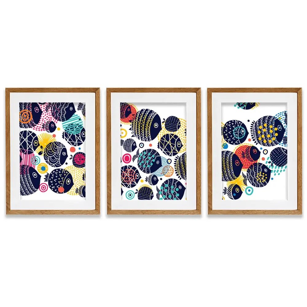 Colourful Swimming Fish Framed Art Print Trio Colourful Swimming Fish Framed Art Print Trio wall art product Vyazovskaya Julia / Shutterstock
