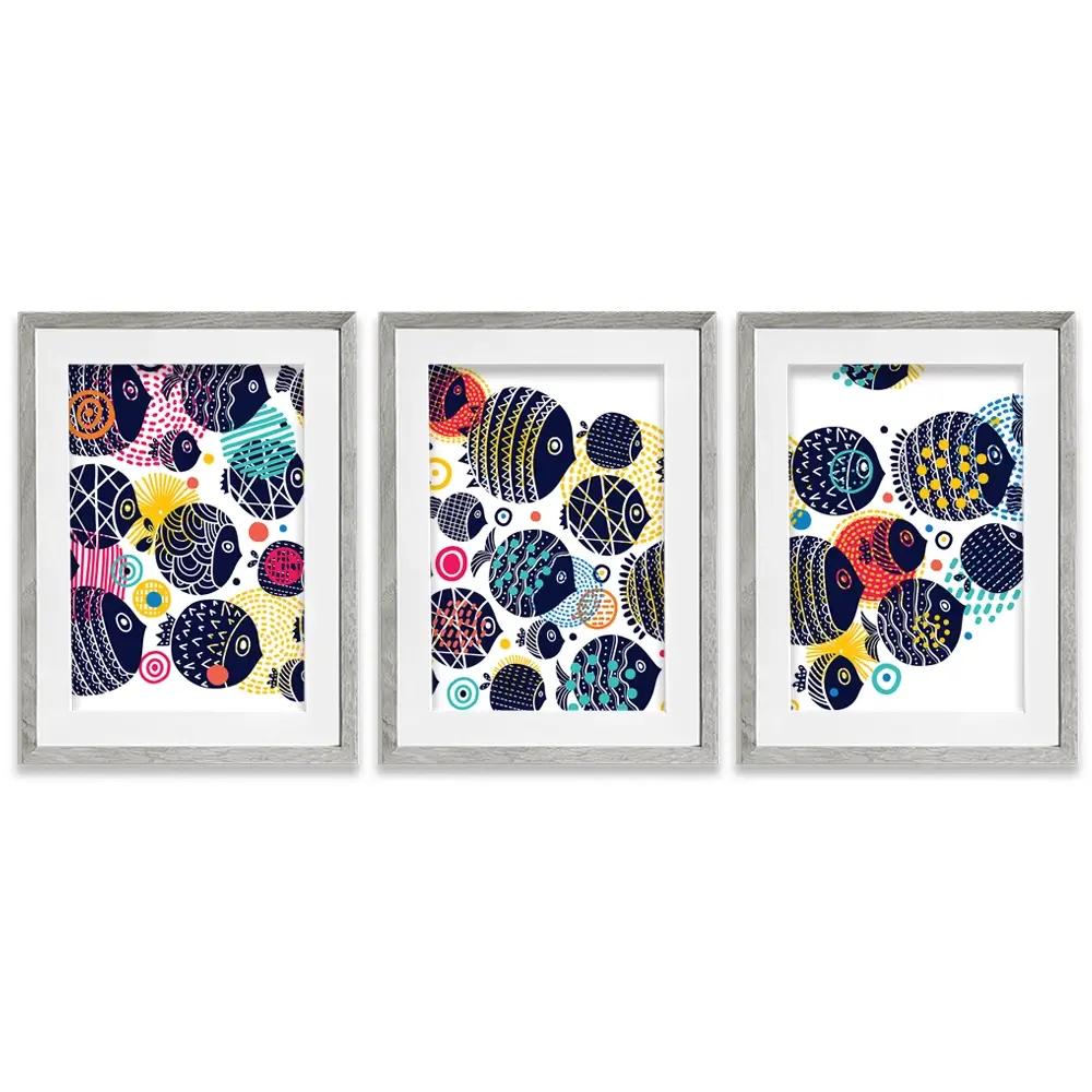 Colourful Swimming Fish Framed Art Print Trio Colourful Swimming Fish Framed Art Print Trio wall art product Vyazovskaya Julia / Shutterstock