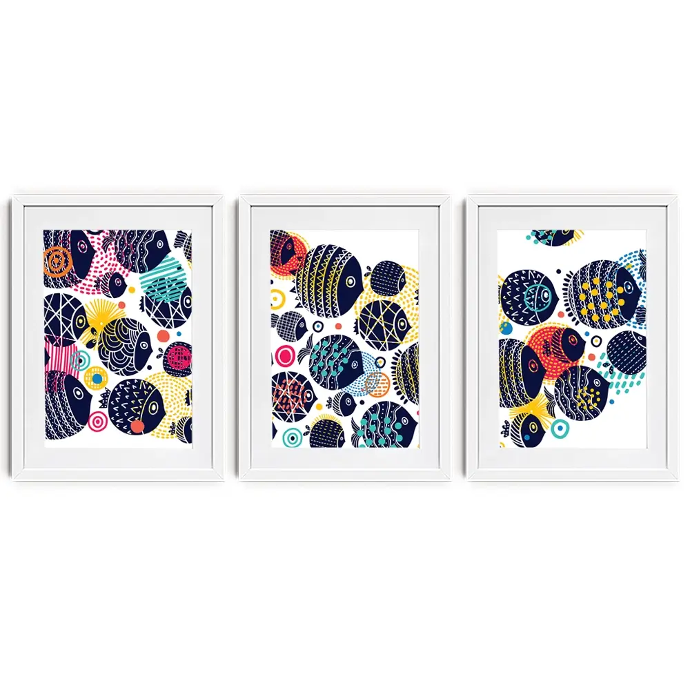 Colourful Swimming Fish Framed Art Print Trio Colourful Swimming Fish Framed Art Print Trio wall art product Vyazovskaya Julia / Shutterstock
