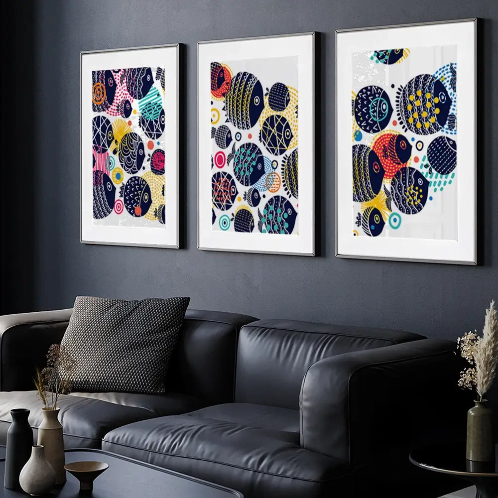 Colourful Swimming Fish Framed Art Print Trio Colourful Swimming Fish Framed Art Print Trio wall art product Vyazovskaya Julia / Shutterstock