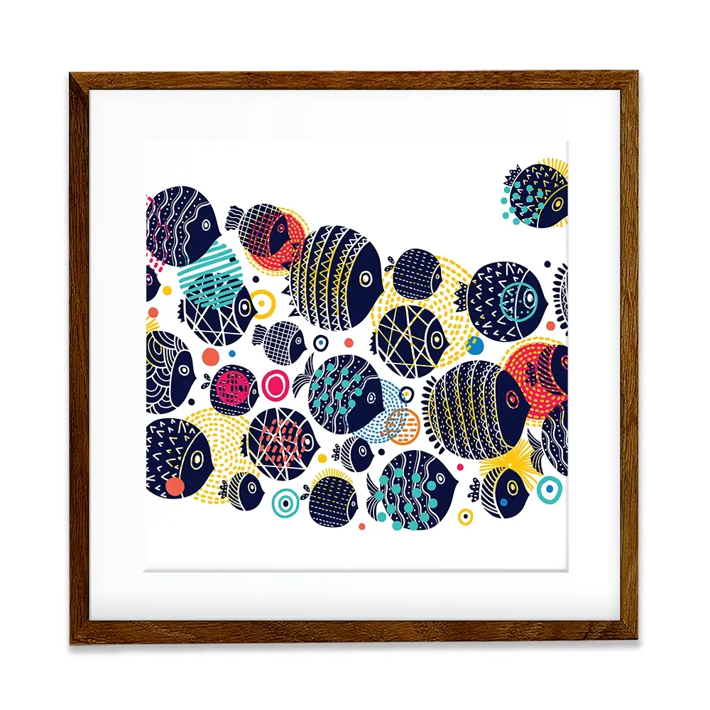 Colourful Swimming Fish Square Framed Art Print Colourful Swimming Fish Square Framed Art Print wall art product Art Print Shop