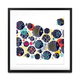 Colourful Swimming Fish Square Framed Art Print Colourful Swimming Fish Square Framed Art Print wall art product Art Print Shop