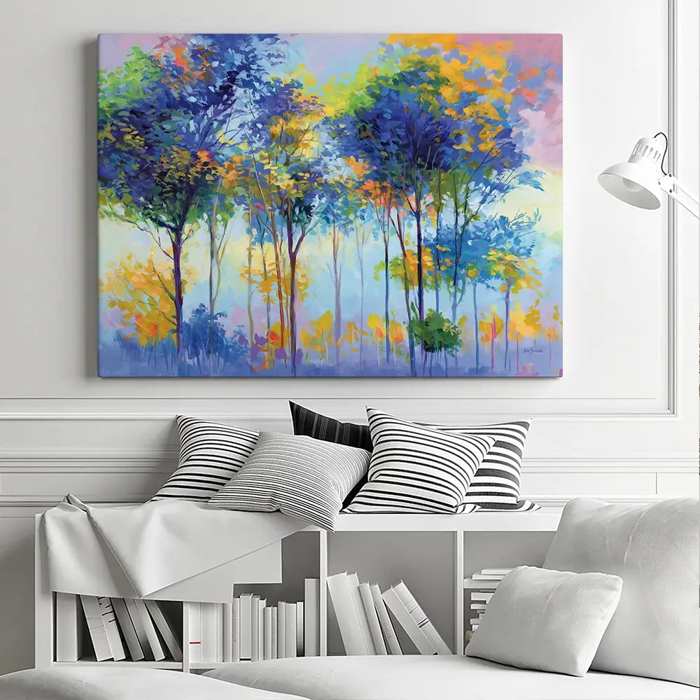 Colourful Tranquil Trees Canvas Print Colourful Tranquil Trees Canvas Print wall art product Leon Devenice