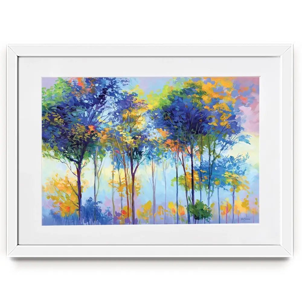 Colourful Tranquil Trees Framed Art Print Colourful Tranquil Trees Framed Art Print wall art product Leon Devenice