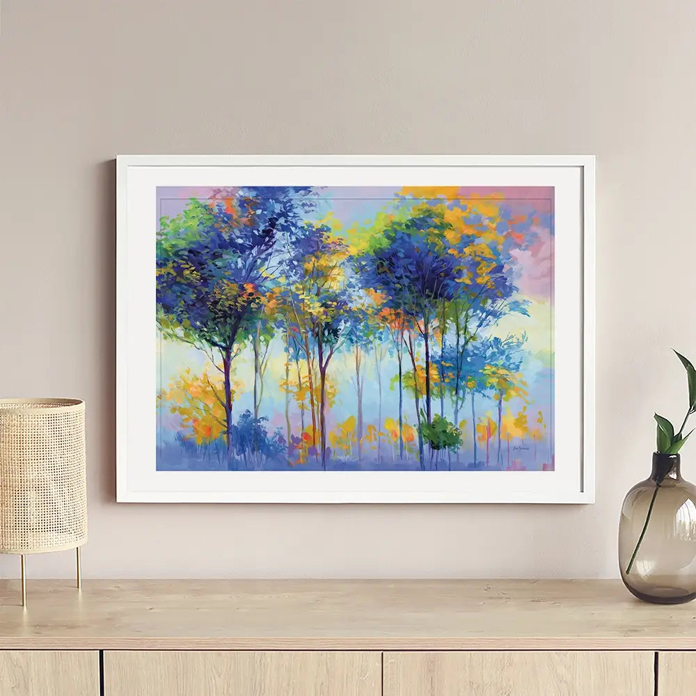 Colourful Tranquil Trees Framed Art Print Colourful Tranquil Trees Framed Art Print wall art product Leon Devenice