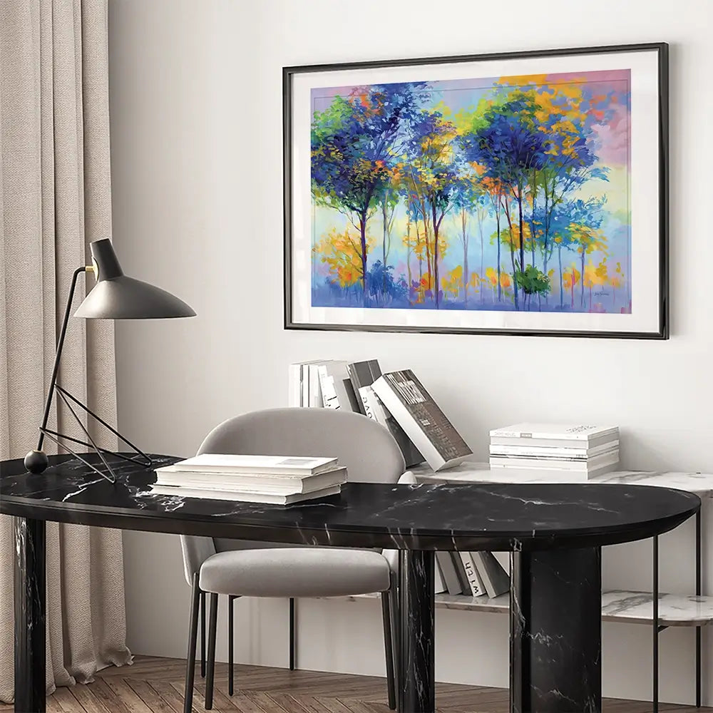 Colourful Tranquil Trees Framed Art Print Colourful Tranquil Trees Framed Art Print wall art product Leon Devenice