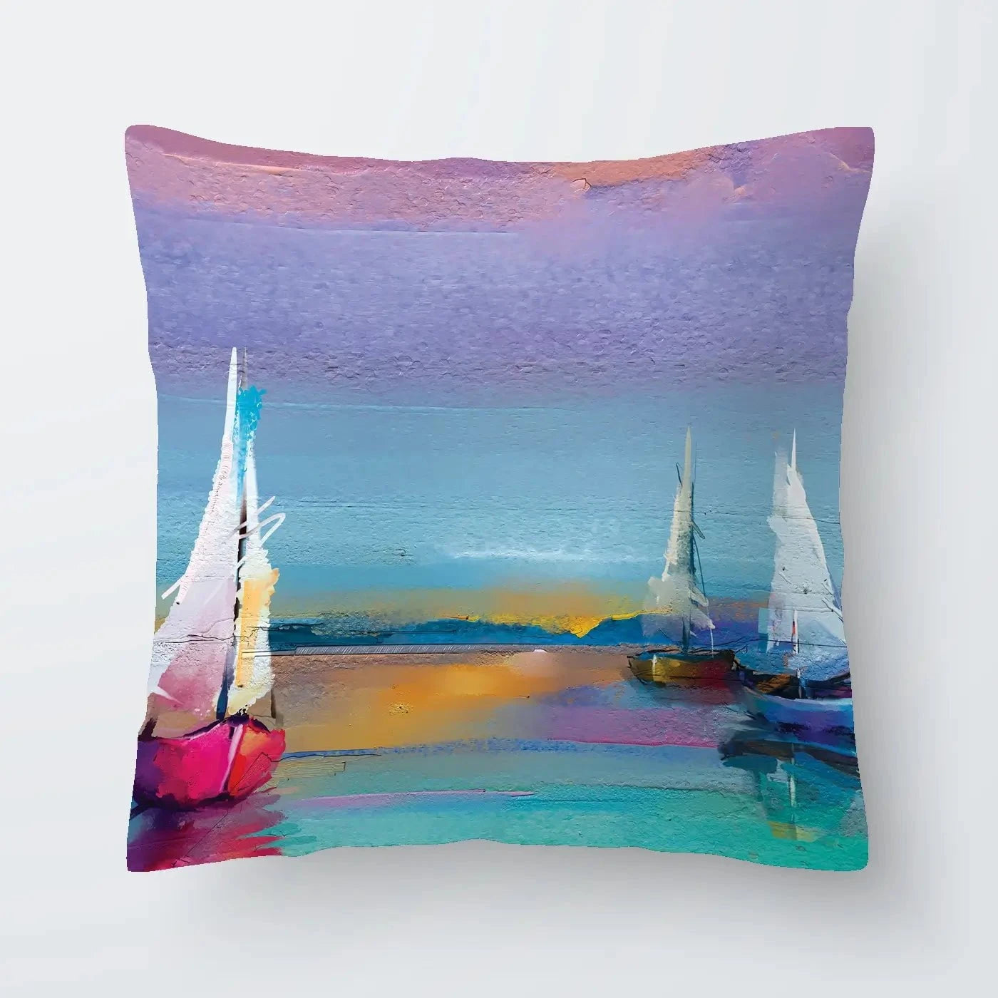 Colourful Trio Of Boats Cushion Colourful Trio Of Boats Cushion wall art product pluie_r / Shutterstock