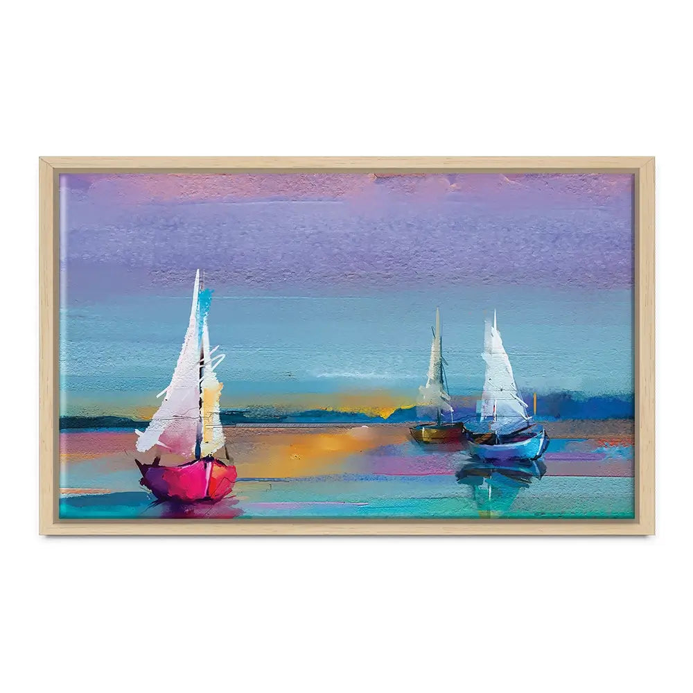 Colourful Trio Of Boats Oversized Canvas Print Colourful Trio Of Boats Oversized Canvas Print wall art product Art Print Shop