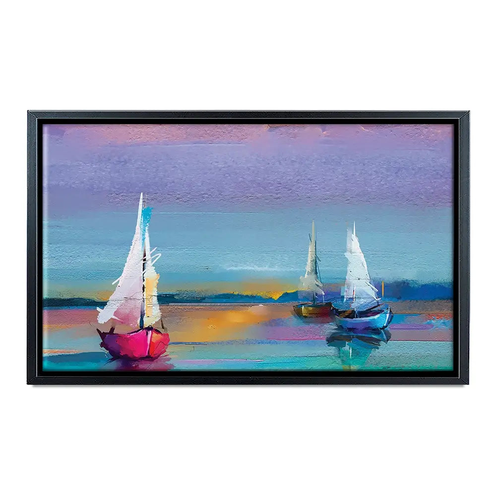 Colourful Trio Of Boats Oversized Canvas Print Colourful Trio Of Boats Oversized Canvas Print wall art product Art Print Shop