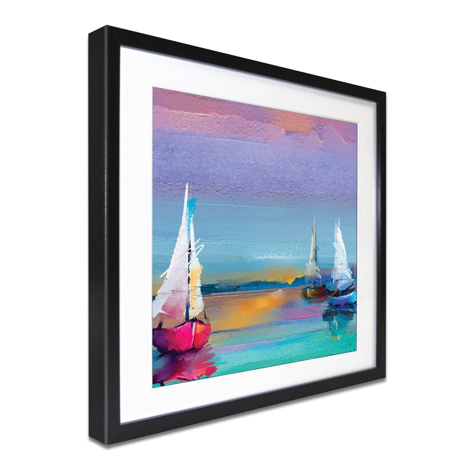 Colourful Trio Of Boats Square Framed Art Print wall art product pluie_r / Shutterstock