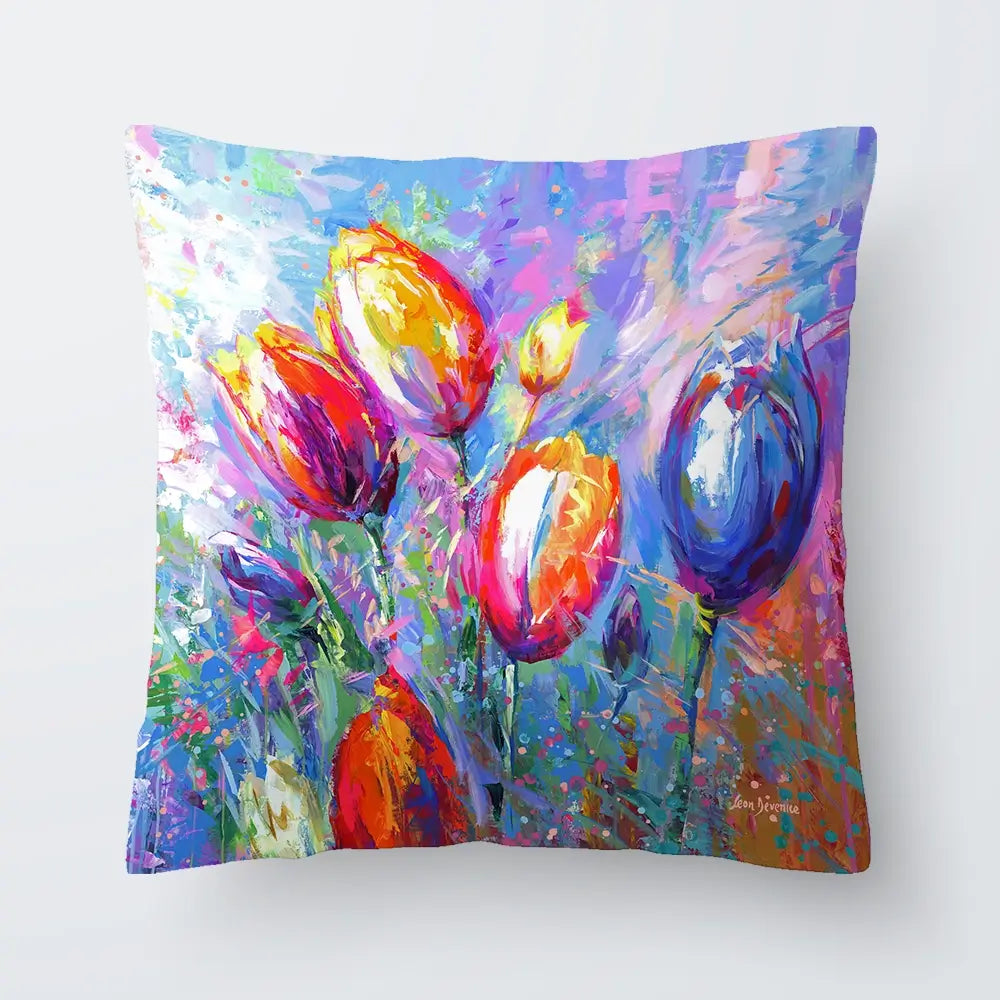 Colourful Tulips Cushion Colourful Tulips Cushion wall art product Art Print Shop