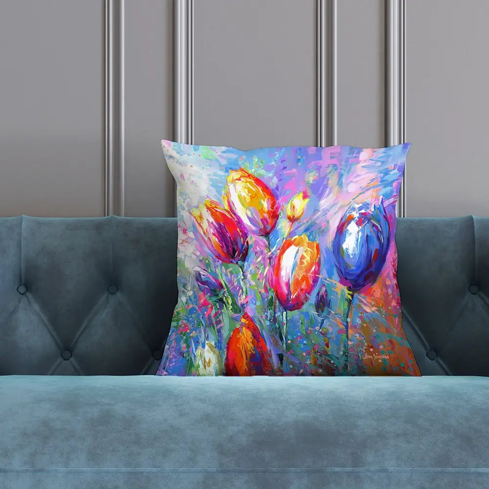 Colourful Tulips Cushion Colourful Tulips Cushion wall art product Art Print Shop
