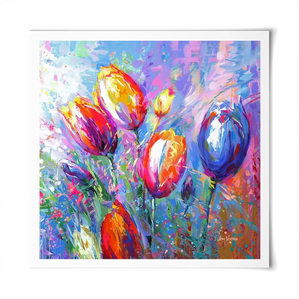 Colourful Tulips Square Art Print Colourful Tulips Square Art Print wall art product Art Print Shop
