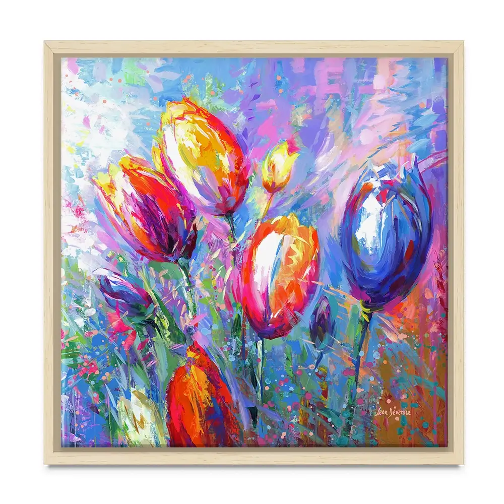 Colourful Tulips Square Canvas Print Colourful Tulips Square Canvas Print wall art product Art Print Shop