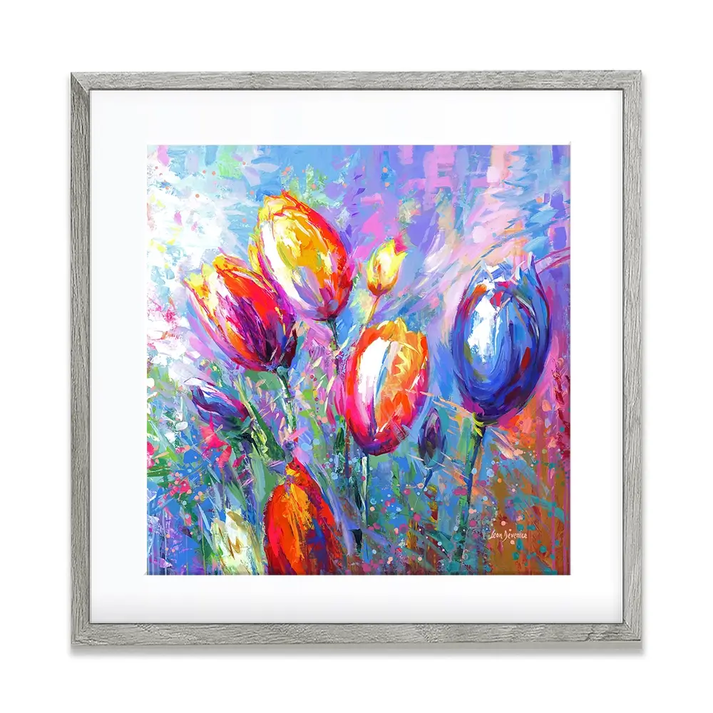 Colourful Tulips Square Framed Art Print Colourful Tulips Square Framed Art Print wall art product Art Print Shop