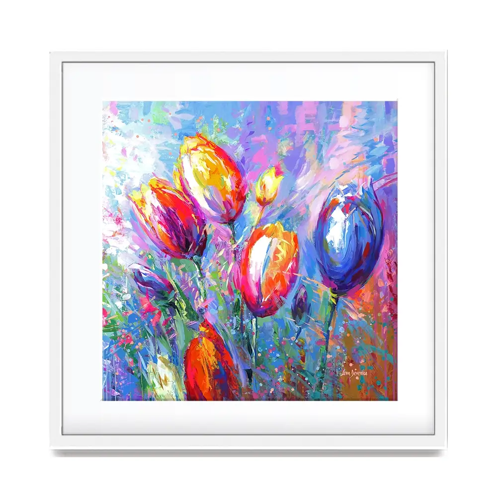 Colourful Tulips Square Framed Art Print Colourful Tulips Square Framed Art Print wall art product Art Print Shop