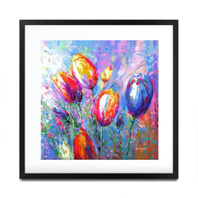 Colourful Tulips Square Framed Art Print Colourful Tulips Square Framed Art Print wall art product Art Print Shop