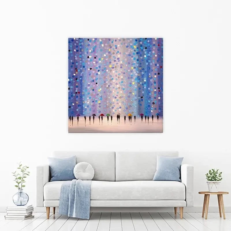 Colourful Umbrellas Against Purple Canvas Print Colourful Umbrellas Against Purple Canvas Print wall art product Ekaterina Ermilkina