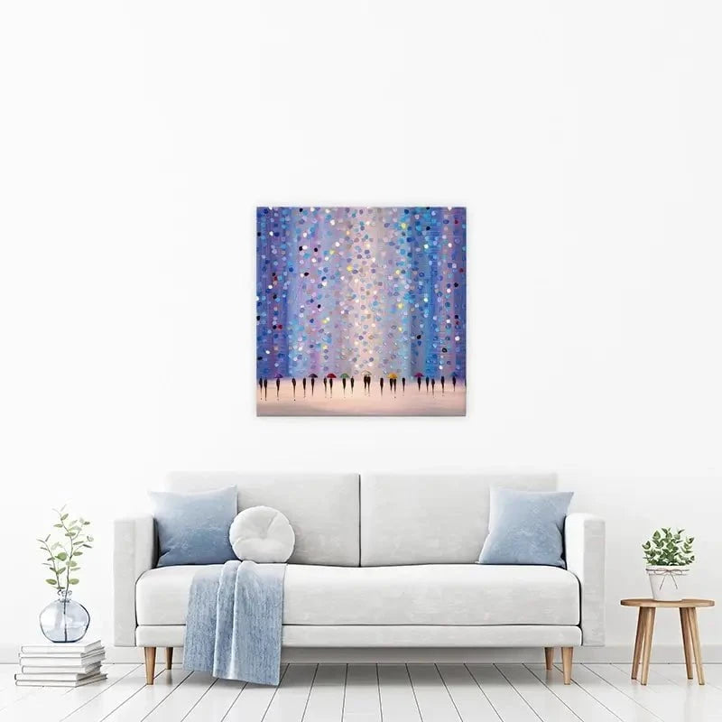 Colourful Umbrellas Against Purple Canvas Print Colourful Umbrellas Against Purple Canvas Print wall art product Ekaterina Ermilkina