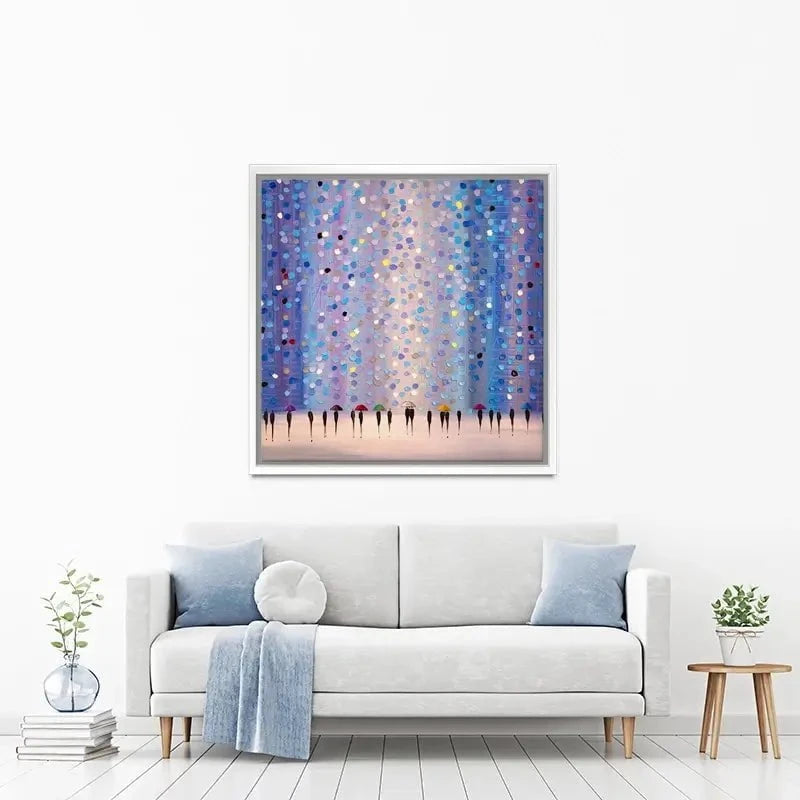 Colourful Umbrellas Against Purple Canvas Print Colourful Umbrellas Against Purple Canvas Print wall art product Ekaterina Ermilkina
