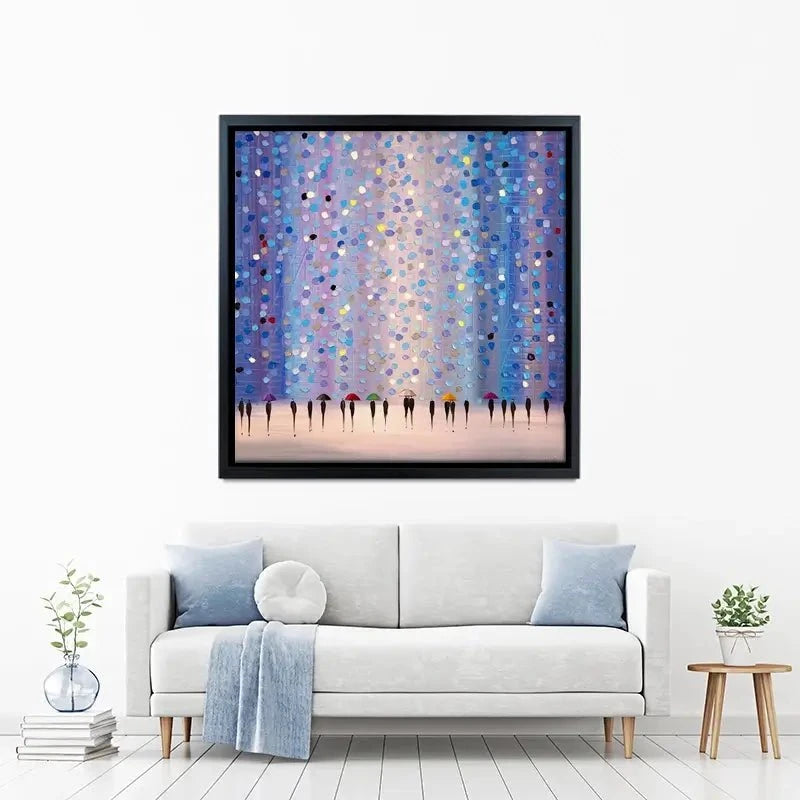 Colourful Umbrellas Against Purple Canvas Print Colourful Umbrellas Against Purple Canvas Print wall art product Ekaterina Ermilkina