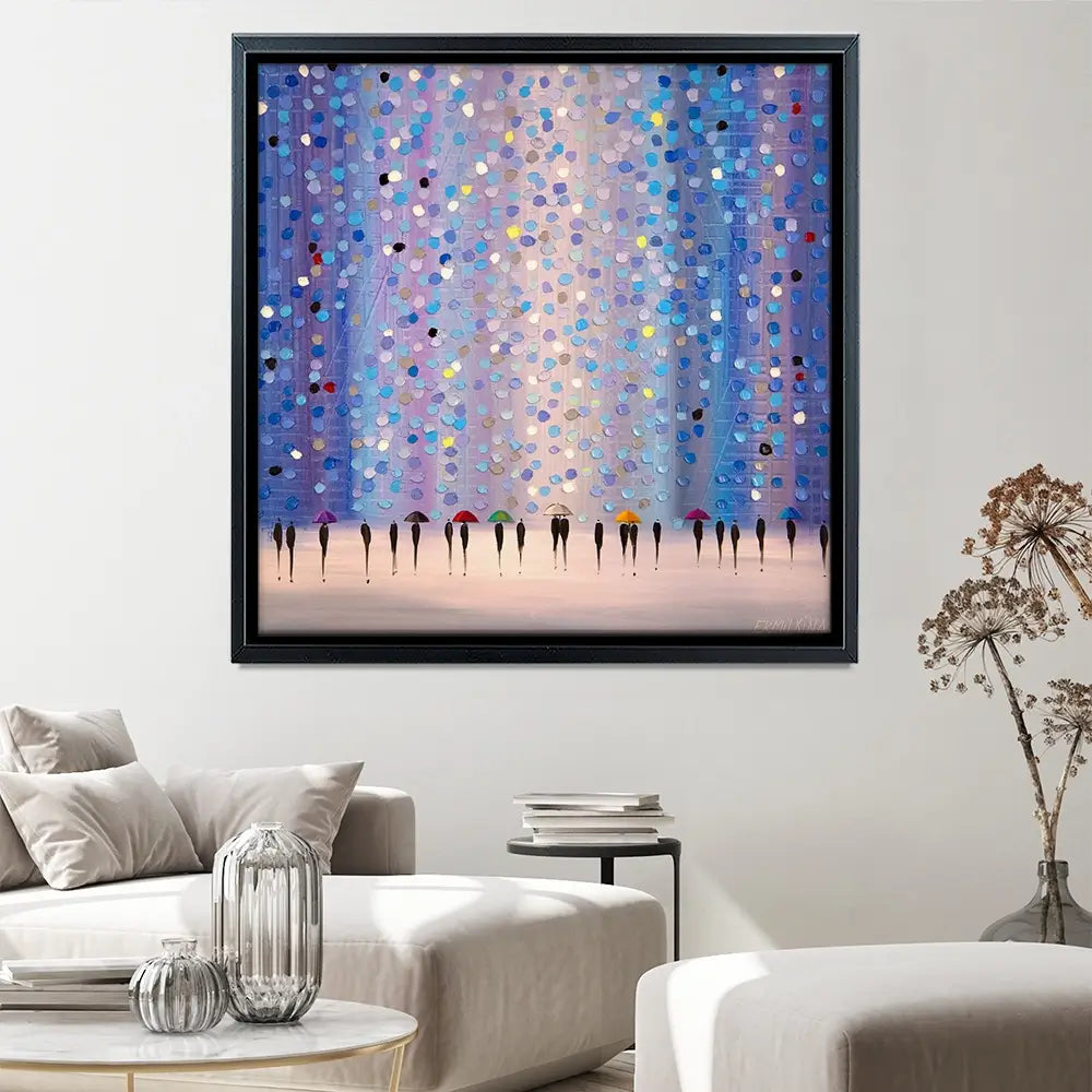 Colourful Umbrellas Against Purple Canvas Print Colourful Umbrellas Against Purple Canvas Print wall art product Ekaterina Ermilkina